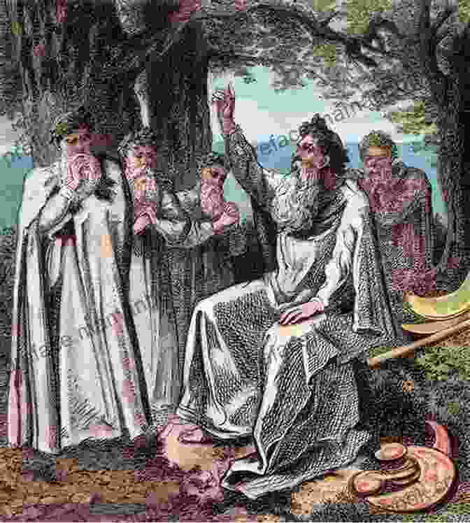 A Group Of Scholars And Druids Gathered Around A Large Stone Altar, Studying Ancient Celtic Texts The Divine Druid: A Contributed Effort 3