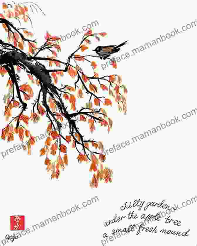 A Serene Haiga Drawing Depicting A Solitary Bird Perched On A Branch, With A Haiku Poem Inscribed Alongside. Haiku + Drawings = Haiga Horacio Magnus